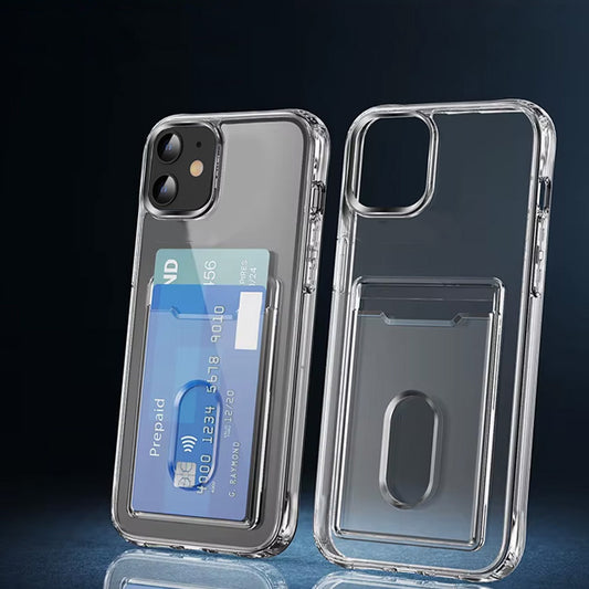 PC TPU Clear Card Holder Case for iPhone 11