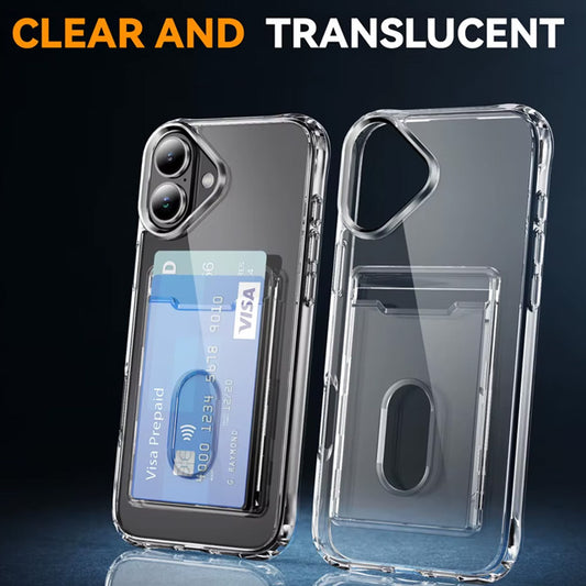 PC TPU Clear Card Holder Case for iPhone 16 Plus