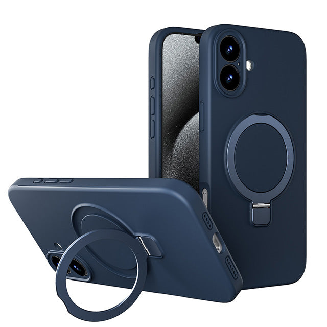 Premium Silicone Ring Stand Magnetic Case for iPhone 17