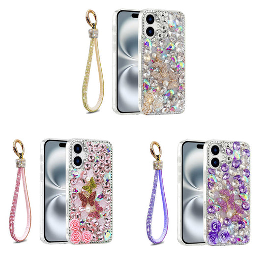 Triple Butterfly Flower Rhinestone Case for iPhone 17
