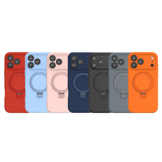 Premium Silicone Ring Stand Magnetic Case for iPhone 17 Pro