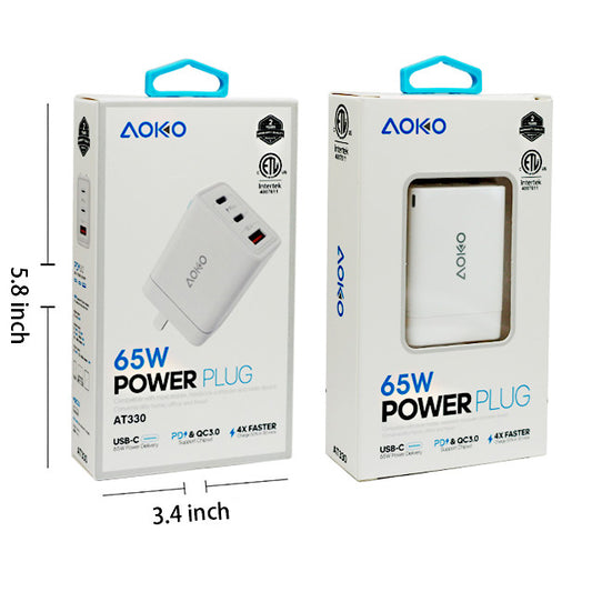 65W-2 USB C and 1 USB A Power Adapter
