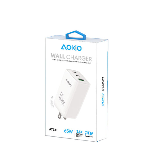 65W 2USB-C and 1USB-A Wall Charger Adapter