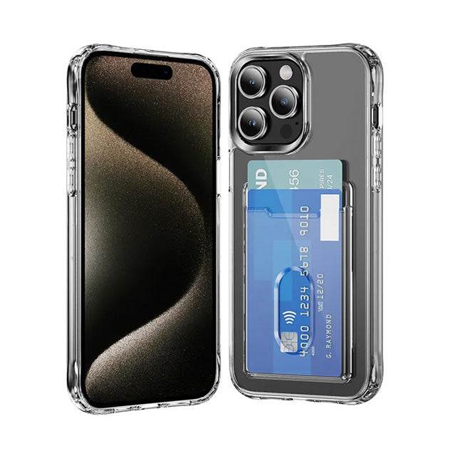 PC TPU Clear Card Holder Case for iPhone 16 Pro
