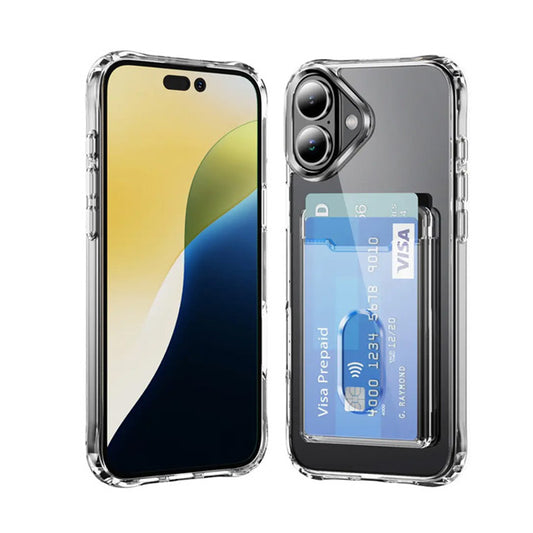PC TPU Clear Card Holder Case for iPhone 16