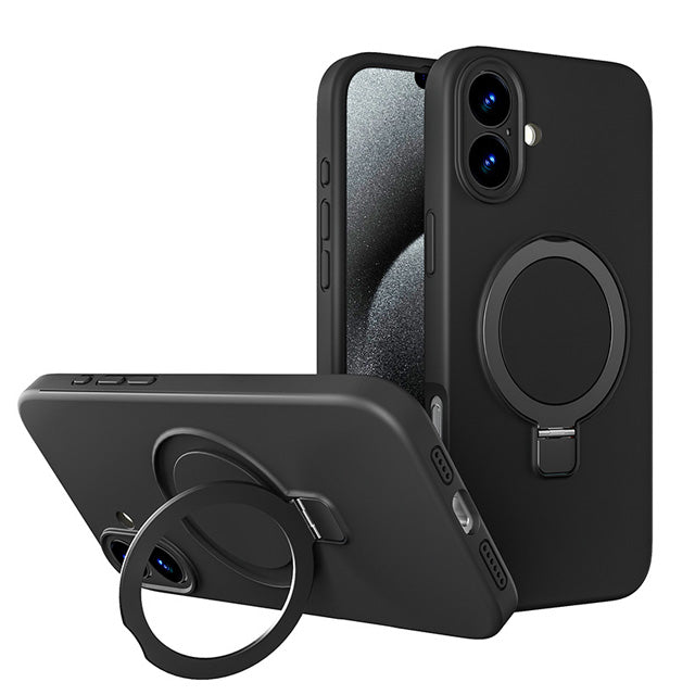 Premium Silicone Ring Stand Magnetic Case for iPhone 17