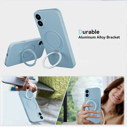Premium Silicone Ring Stand Magnetic Case for iPhone 17