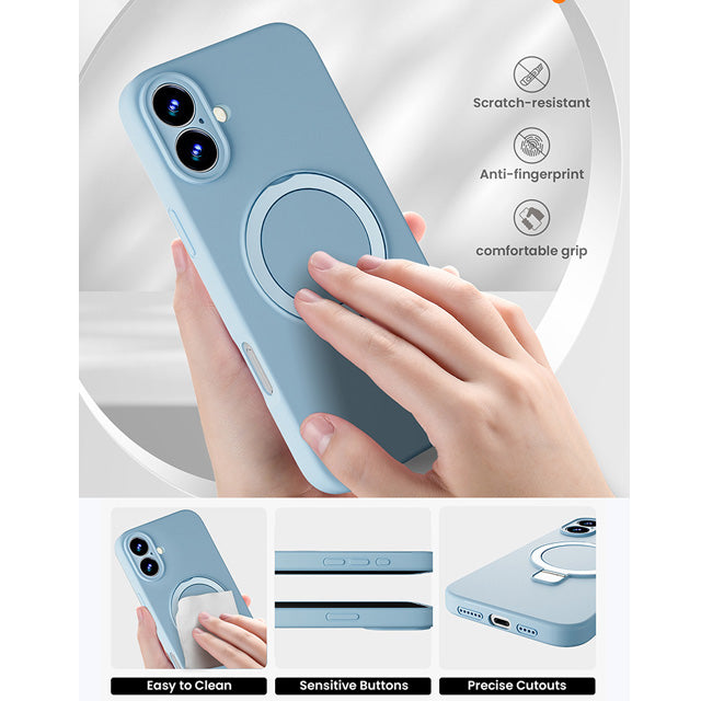 Premium Silicone Ring Stand Magnetic Case for iPhone 17