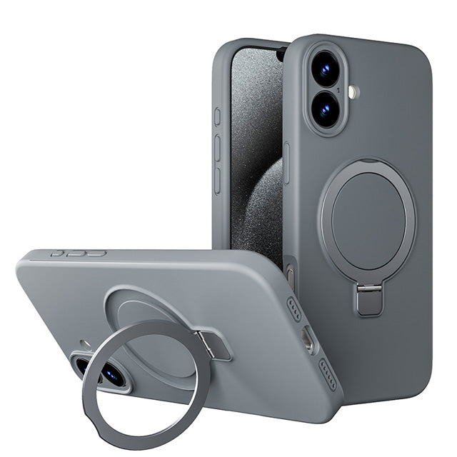 Premium Silicone Ring Stand Magnetic Case for iPhone 17