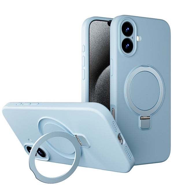 Premium Silicone Ring Stand Magnetic Case for iPhone 17