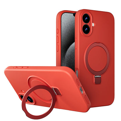 Premium Silicone Ring Stand Magnetic Case for iPhone 17