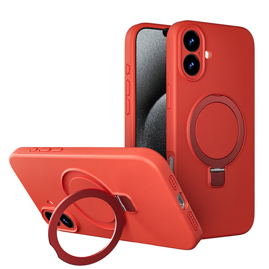 Premium Silicone Ring Stand Magnetic Case for iPhone 17