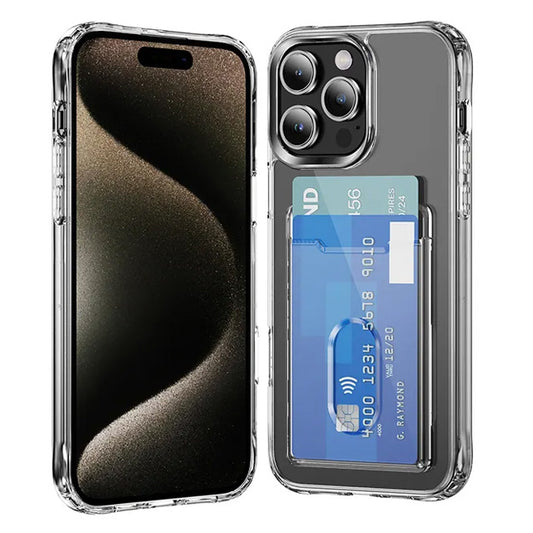PC TPU Clear Card Holder Case for iPhone 14 Pro Max