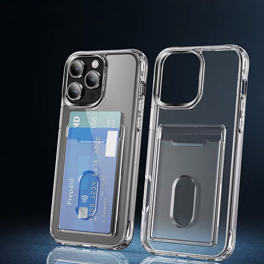 PC TPU Clear Card Holder Case for iPhone 14 Pro Max