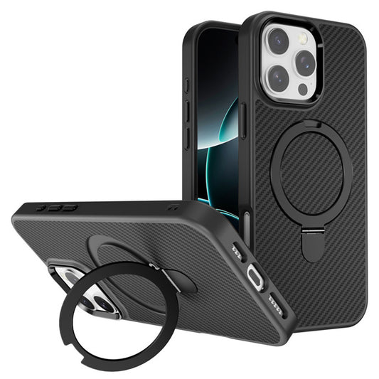 Carbon Fiber Magnetic Stand Case for iPhone 16 Pro Max