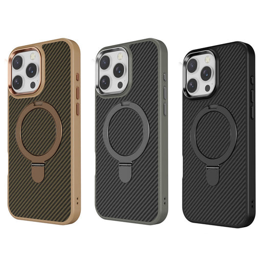 Carbon Fiber Magnetic Stand Case for iPhone 16 Pro Max