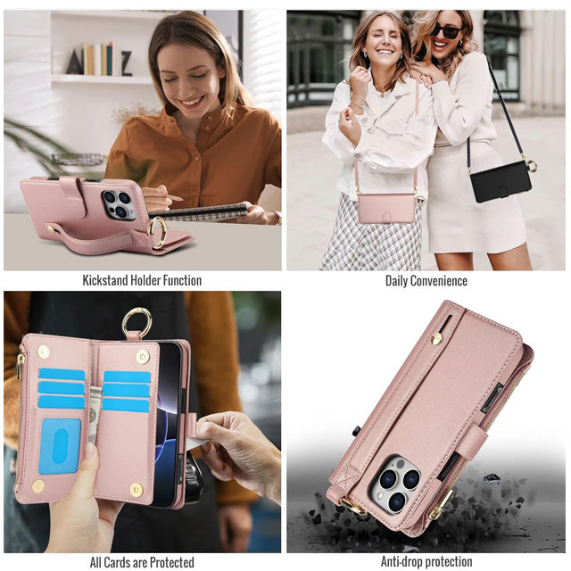 Crossbody Handle Wallet Case for iPhone 16 Pro Max
