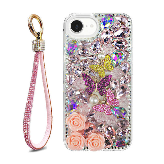 Triple Butterfly Flower Rhinestone Case for iPhone 16e