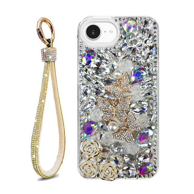 Triple Butterfly Flower Rhinestone Case for iPhone 16e