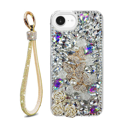 Triple Butterfly Flower Rhinestone Case for iPhone 16e