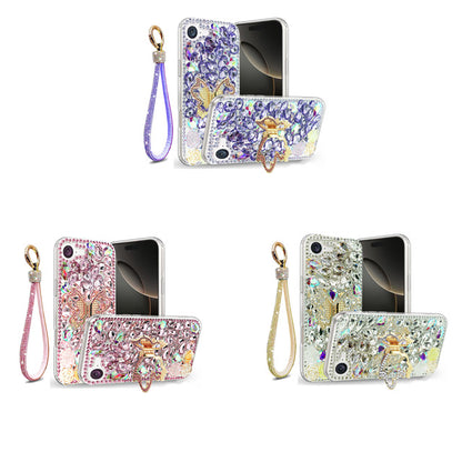 Golden Butterfly Stand Diamond Case for iPhone 16e