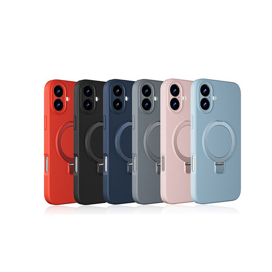 Premium Silicone Ring Stand Magnetic Case for iPhone 17