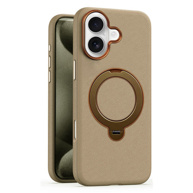 L4 PU Magnetic Ring Stand Case for iPhone 17