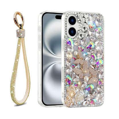 Triple Butterfly Flower Rhinestone Case for iPhone 17