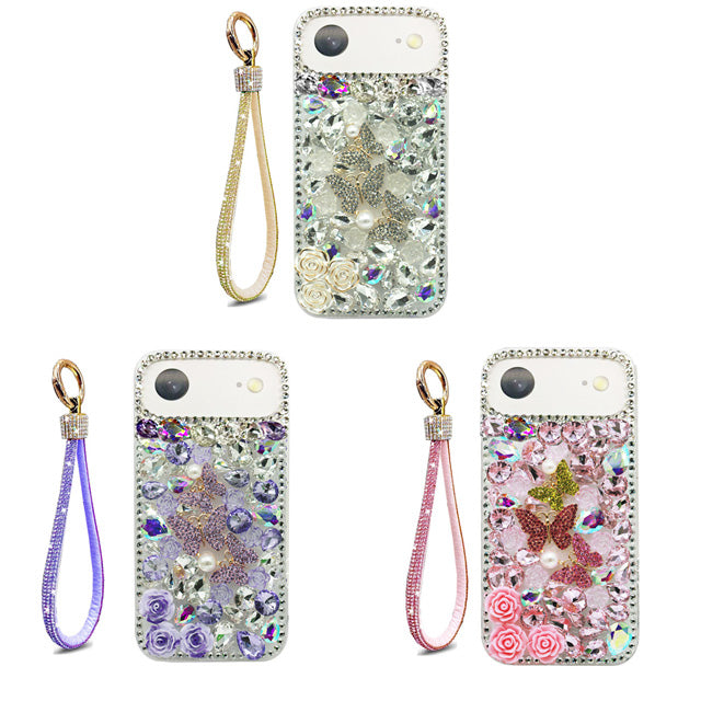 Triple Butterfly Flower Rhinestone Case for iPhone Air