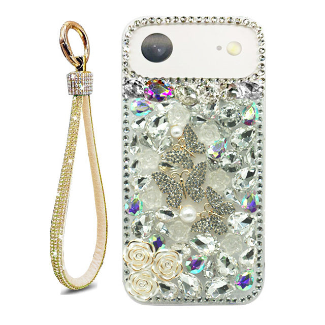 Triple Butterfly Flower Rhinestone Case for iPhone Air