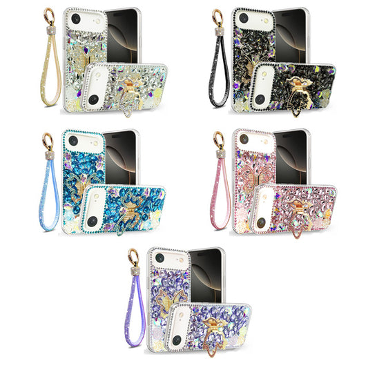 Golden Butterfly Stand Diamond Case for iPhone Air