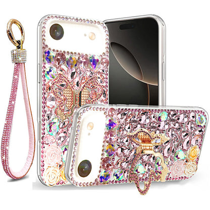 Golden Butterfly Stand Diamond Case for iPhone Air