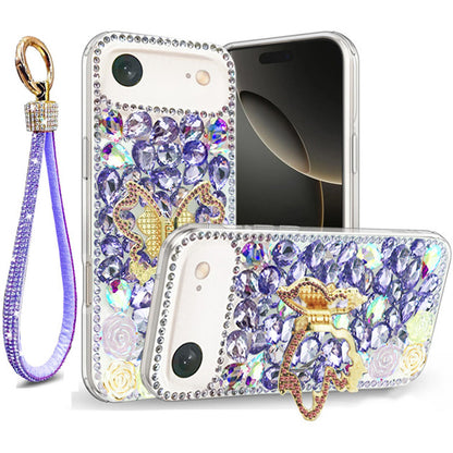 Golden Butterfly Stand Diamond Case for iPhone Air