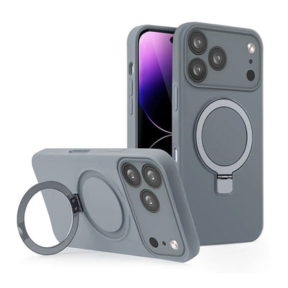Premium Silicone Ring Stand Magnetic Case for iPhone 17 Pro