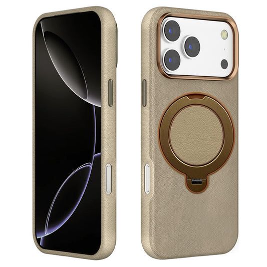 L4 PU Magnetic Ring Stand Case for iPhone 17 Pro Max
