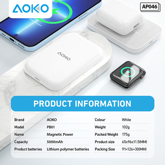 15W 5000Mah Magnetic Wireless Power Bank