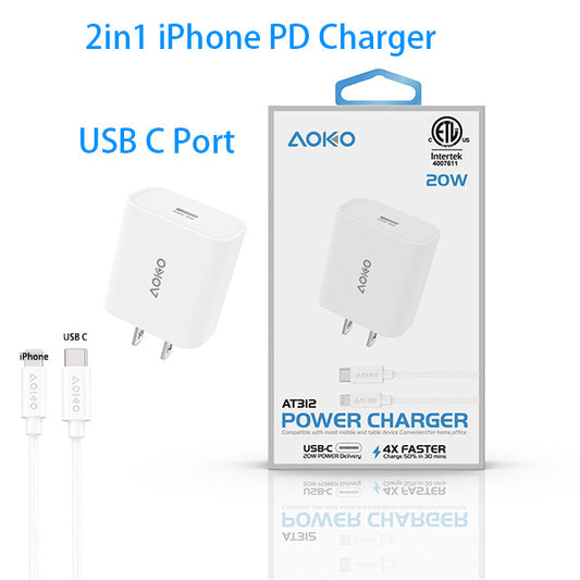 ETL Certified 20W iPhone 2in1 PD Charger