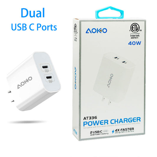 ETL Certified 40W Dual USB C Ports PD Adapter