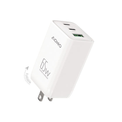 65W 2USB-C and 1USB-A Wall Charger Adapter
