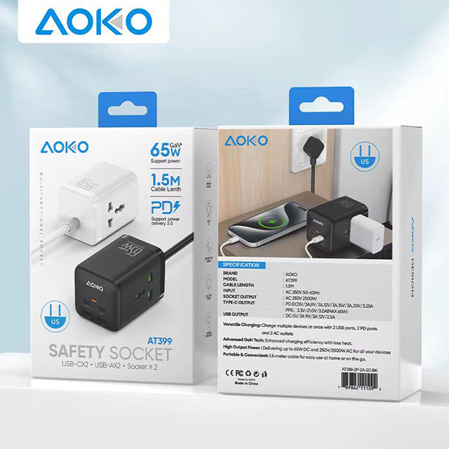 65W Safety Socket Power Strip